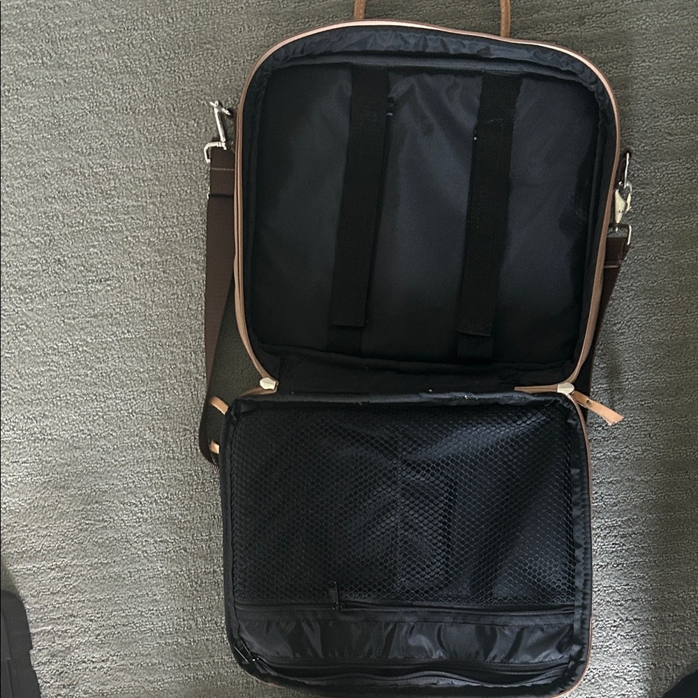 Jon Hart Design Brown Laptop Briefcase with Tan Accents - Picture 6 of 8